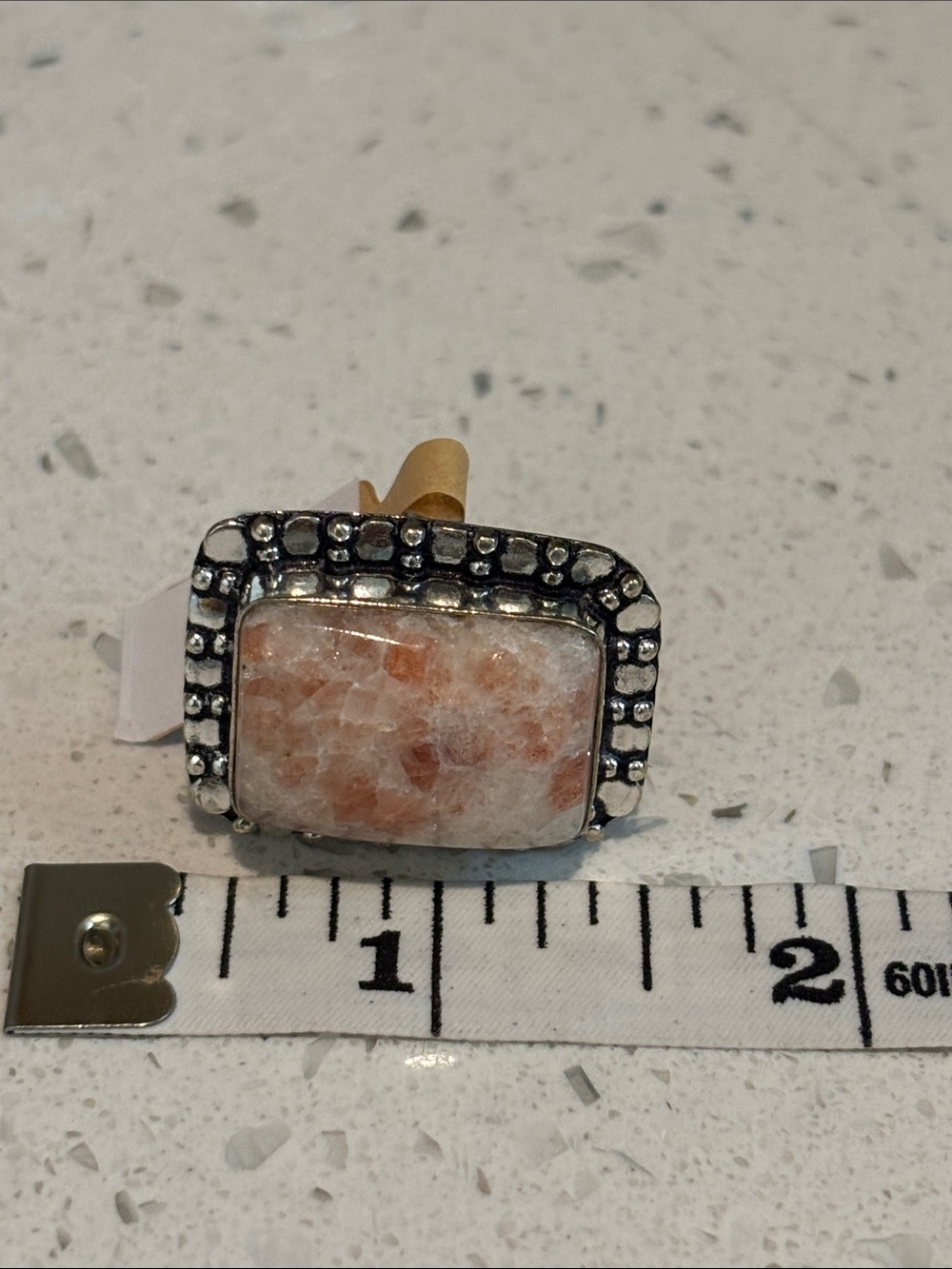 Sunstone Gemstone Statement Ring Size 7 - Picture 7 of 10